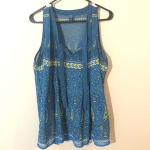 Old Navy, Blue Yellow Aztec Tribal Tank, XL